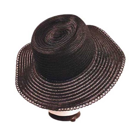 WIDE BRIM HAT, BLACK, SIZE MEDIUM, FINE WEAVE, GLORIA VANDERBILT, TAGS ON, NEVER - Picture 2 of 6